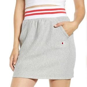 Grey Champion Mini Skirt with Red and White Waistband